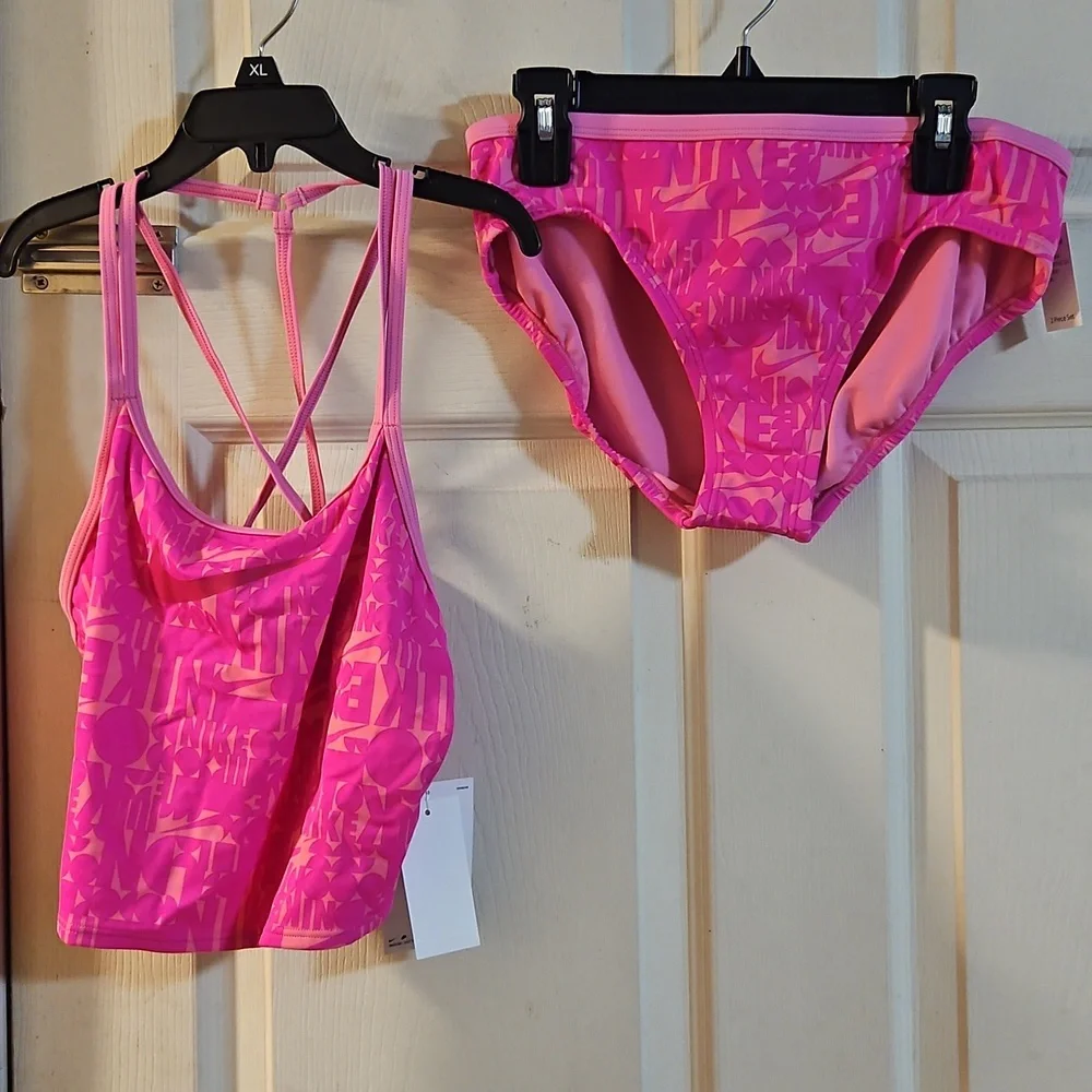 Nike Girls' T-Crossback Midkini Set: PINK: NEW WITH TAGS: SIZE XL